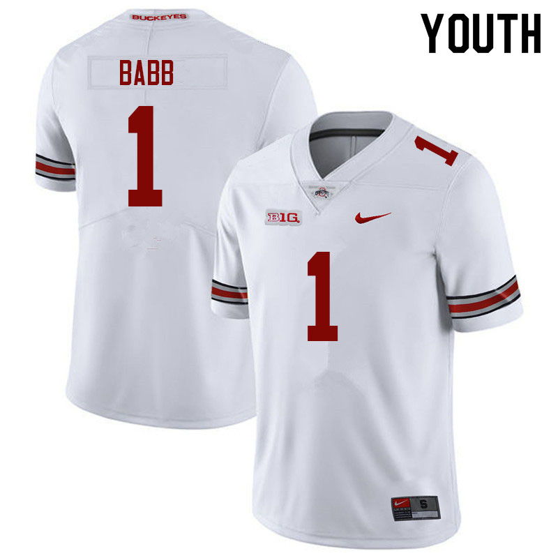 Youth Ohio State Buckeyes #1 Kamryn Babb White Authentic College Stitched Football Jersey 23FC040YY